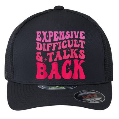 Expensive Difficult And Talks Back Funny Mother's Day Groovy Flexfit Unipanel Trucker Cap