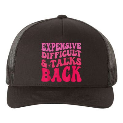 Expensive Difficult And Talks Back Funny Mother's Day Groovy Yupoong Adult 5-Panel Trucker Hat