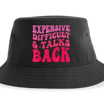 Expensive Difficult And Talks Back Funny Mother's Day Groovy Sustainable Bucket Hat