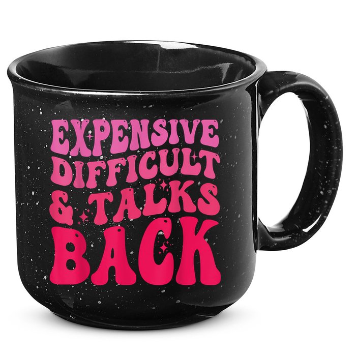 Expensive Difficult And Talks Back Funny Mother's Day Groovy 15oz Campfire Ceramic Mug