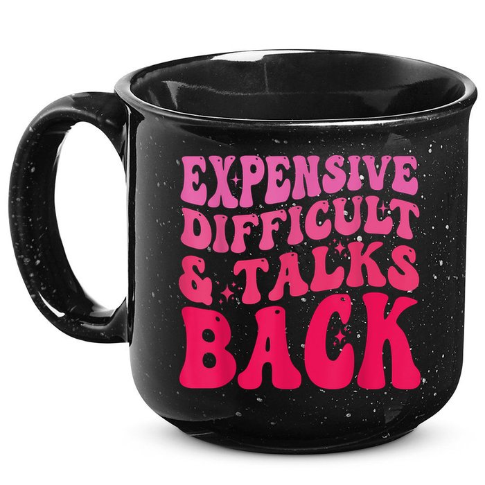 Expensive Difficult And Talks Back Funny Mother's Day Groovy 15oz Campfire Ceramic Mug