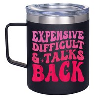 Expensive Difficult And Talks Back Funny Mother's Day Groovy 12oz Stainless Steel Coffee Mug