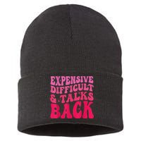 Expensive Difficult And Talks Back Funny Mother's Day Groovy Sustainable Knit Beanie