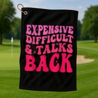 Expensive Difficult And Talks Back Funny Mother's Day Groovy Golf Towel