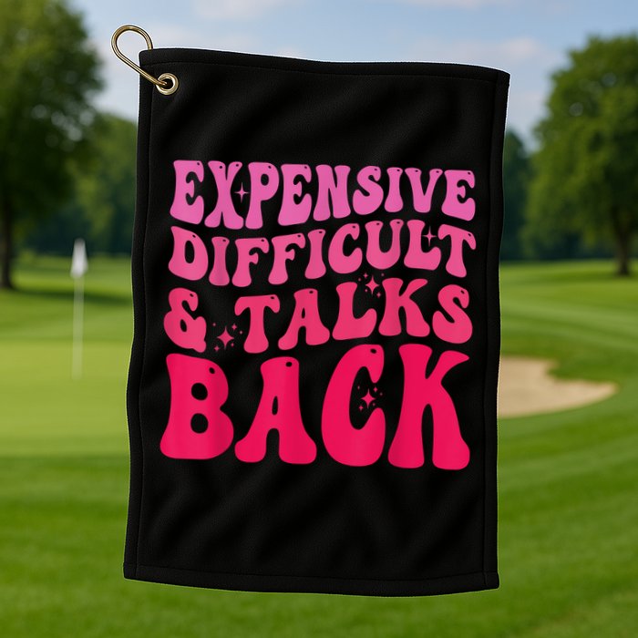 Expensive Difficult And Talks Back Funny Mother's Day Groovy Golf Towel
