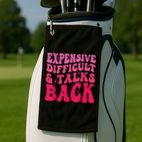 Expensive Difficult And Talks Back Funny Mother's Day Groovy Golf Towel