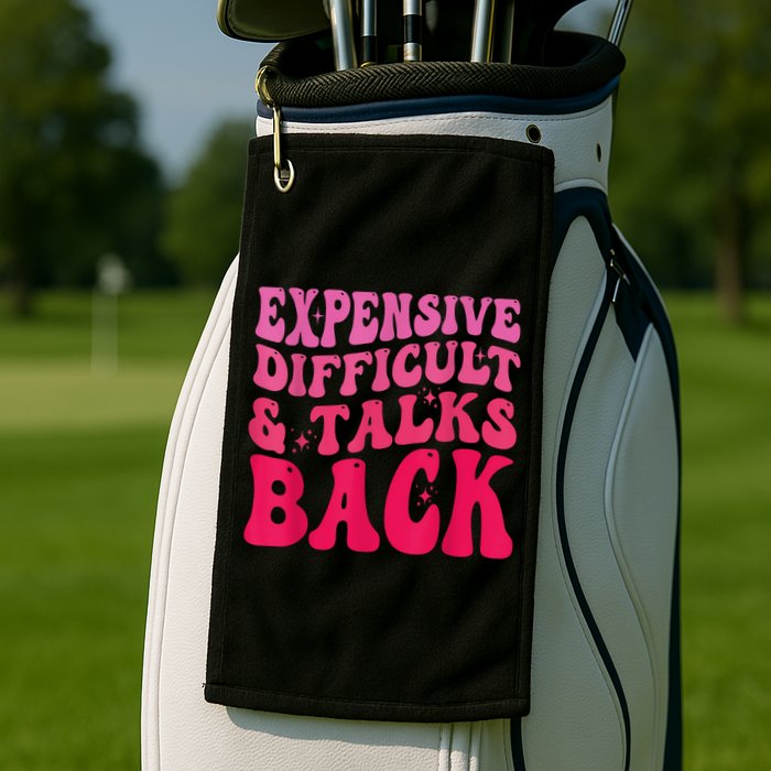 Expensive Difficult And Talks Back Funny Mother's Day Groovy Golf Towel