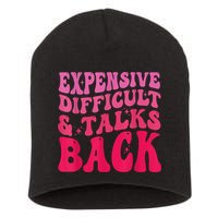 Expensive Difficult And Talks Back Funny Mother's Day Groovy Short Acrylic Beanie