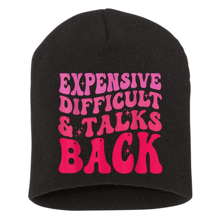 Expensive Difficult And Talks Back Funny Mother's Day Groovy Short Acrylic Beanie
