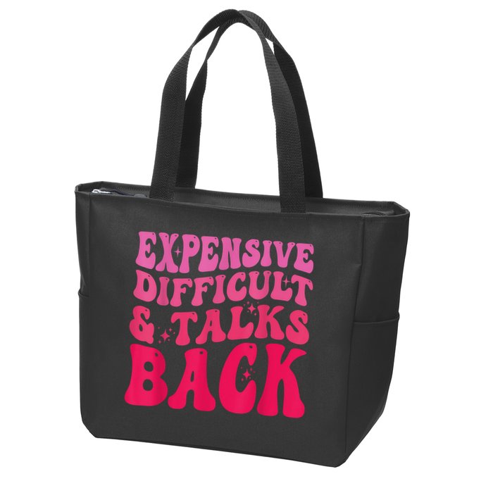 Expensive Difficult And Talks Back Funny Mother's Day Groovy Zip Tote Bag