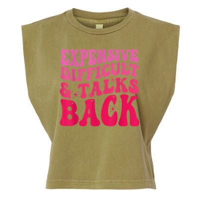 Expensive Difficult And Talks Back Funny Mother's Day Groovy Garment-Dyed Women's Muscle Tee