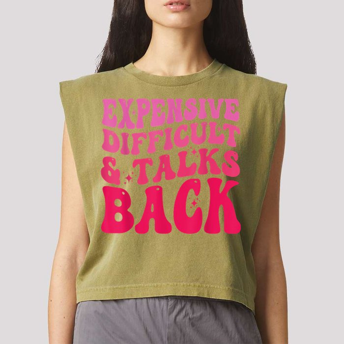 Expensive Difficult And Talks Back Funny Mother's Day Groovy Garment-Dyed Women's Muscle Tee