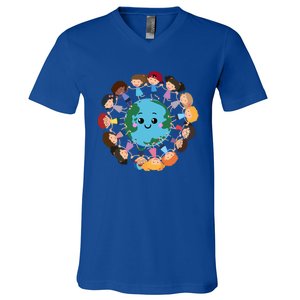 Earth Day Around Earth Advocate Nature Environt Gift V-Neck T-Shirt