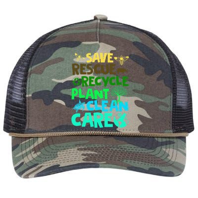 Earth Day April 22 Clean Earth Save Planets Rescue Animals Retro Rope Trucker Hat Cap