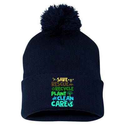 Earth Day April 22 Clean Earth Save Planets Rescue Animals Pom Pom 12in Knit Beanie