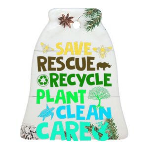 Earth Day April 22 Clean Earth Save Planets Rescue Animals Ceramic Bell Ornament