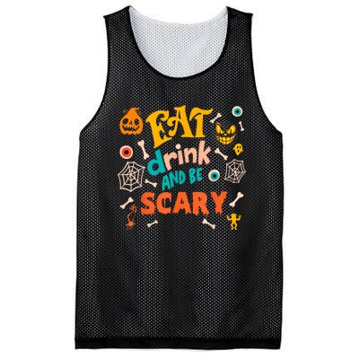 Eat Drink And Be Scary Funny Halloween Mesh Reversible Basketball Jersey Tank