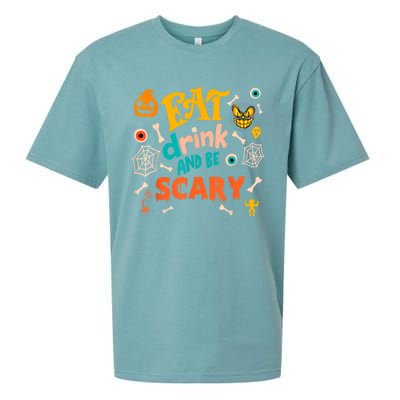 Eat Drink And Be Scary Funny Halloween Sueded Cloud Jersey T-Shirt