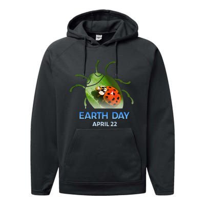 Earth Day April 22 Ladybug Silhouette Gift Cute Performance Fleece Hoodie