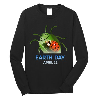 Earth Day April 22 Ladybug Silhouette Gift Cute Long Sleeve Shirt