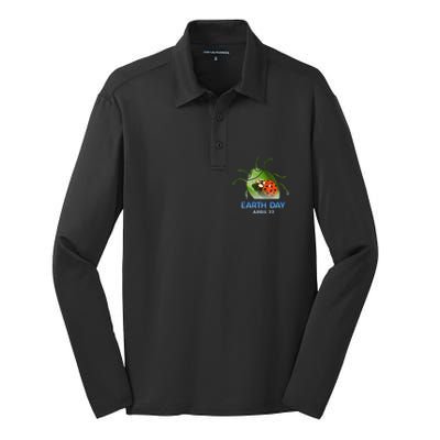 Earth Day April 22 Ladybug Silhouette Gift Cute Silk Touch Performance Long Sleeve Polo