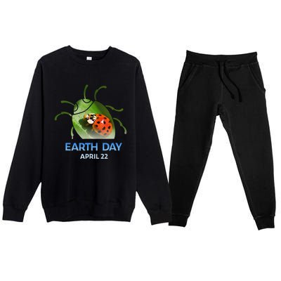 Earth Day April 22 Ladybug Silhouette Gift Cute Premium Crewneck Sweatsuit Set