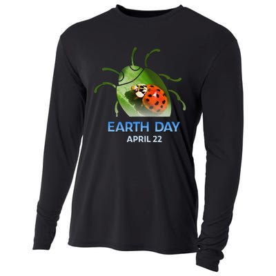 Earth Day April 22 Ladybug Silhouette Gift Cute Cooling Performance Long Sleeve Crew