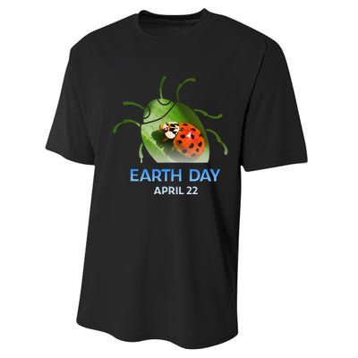 Earth Day April 22 Ladybug Silhouette Gift Cute Performance Sprint T-Shirt