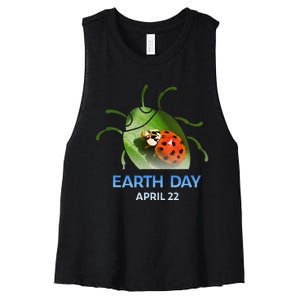 Earth Day April 22 Ladybug Silhouette Gift Cute Women's Racerback Cropped Tank