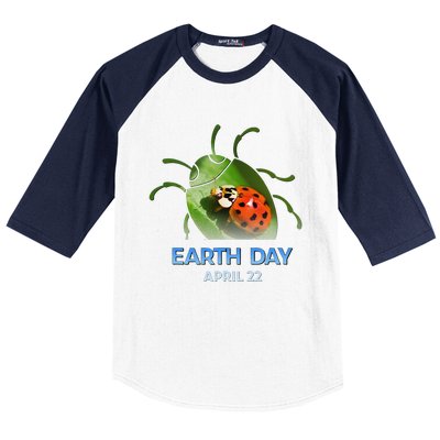 Earth Day April 22 Ladybug Silhouette Gift Cute Baseball Sleeve Shirt