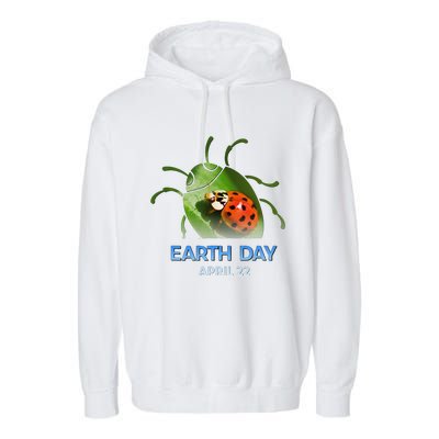 Earth Day April 22 Ladybug Silhouette Gift Cute Garment-Dyed Fleece Hoodie