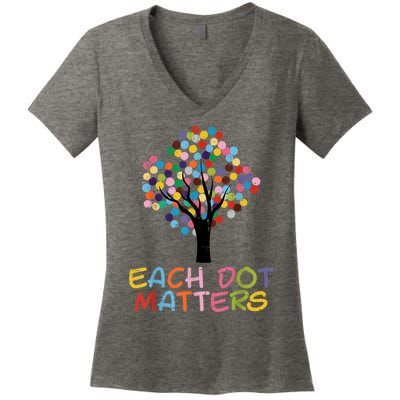 Each Dot Art Matters Tree Dots Day Women's V-Neck T-Shirt