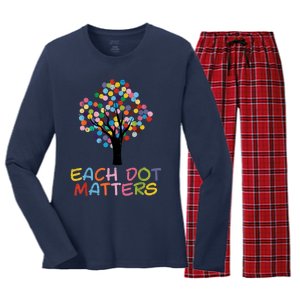 Each Dot Art Matters Tree Dots Day Women's Long Sleeve Flannel Pajama Set 