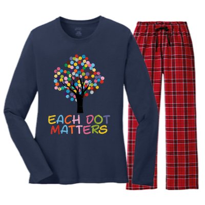 Each Dot Art Matters Tree Dots Day Women's Long Sleeve Flannel Pajama Set 