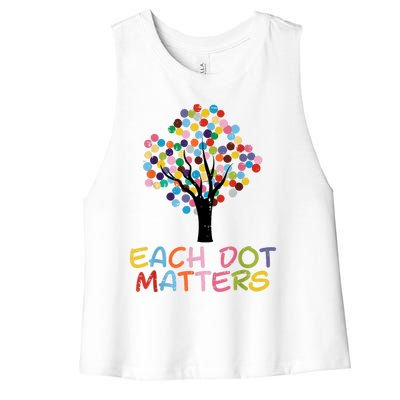 Each Dot Art Matters Tree Dots Day Women's Racerback Cropped Tank