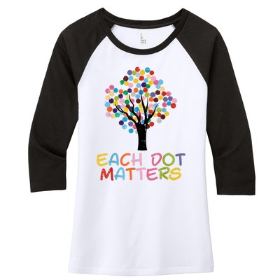 Each Dot Art Matters Tree Dots Day Women's Tri-Blend 3/4-Sleeve Raglan Shirt