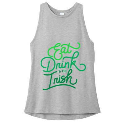 Eat Drink And Be Irish Festive St Patrick's Day Ladies PosiCharge Tri-Blend Wicking Tank
