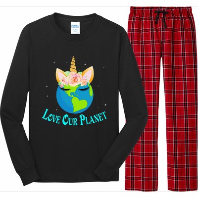 Earth Day Awareness Unicorn Face Long Sleeve Pajama Set