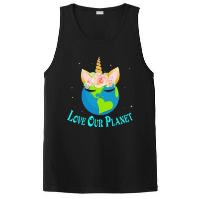 Earth Day Awareness Unicorn Face PosiCharge Competitor Tank