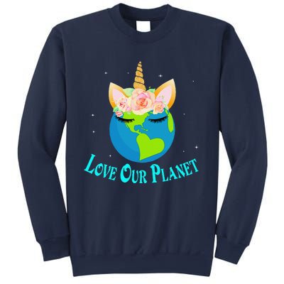 Earth Day Awareness Unicorn Face Sweatshirt