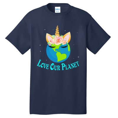 Earth Day Awareness Unicorn Face Tall T-Shirt