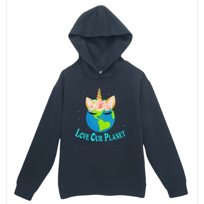 Earth Day Awareness Unicorn Face Urban Pullover Hoodie