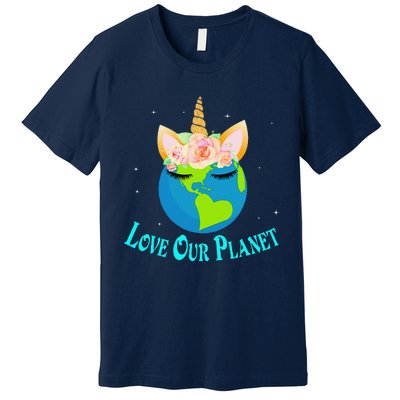 Earth Day Awareness Unicorn Face Premium T-Shirt