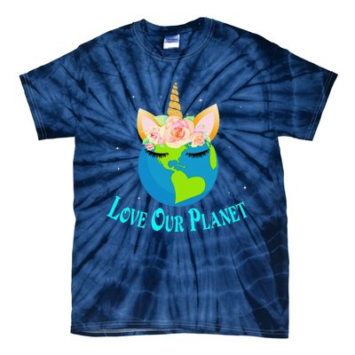 Earth Day Awareness Unicorn Face Tie-Dye T-Shirt