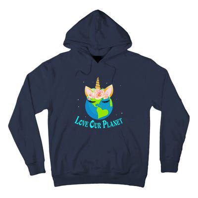 Earth Day Awareness Unicorn Face Tall Hoodie