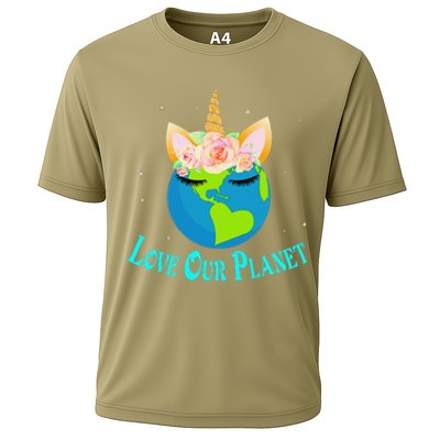 Earth Day Awareness Unicorn Face Cooling Performance Crew T-Shirt