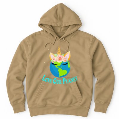 Earth Day Awareness Unicorn Face Hoodie