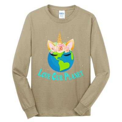 Earth Day Awareness Unicorn Face Tall Long Sleeve T-Shirt