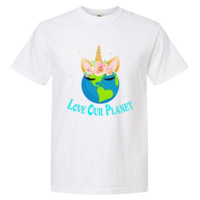 Earth Day Awareness Unicorn Face Garment-Dyed Heavyweight T-Shirt