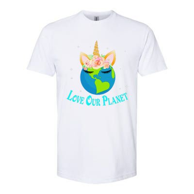 Earth Day Awareness Unicorn Face Softstyle CVC T-Shirt